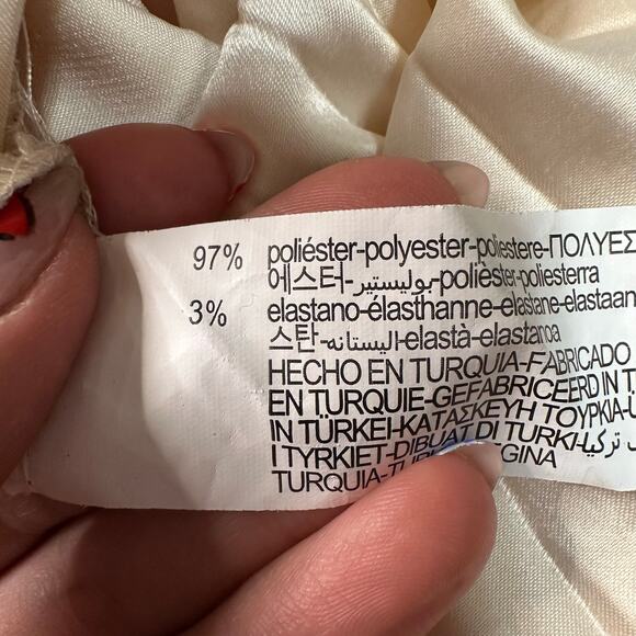 ZARA Women's Satin Effect Pleated Skirt Size XS In Oyster White - Picture 7 of 8